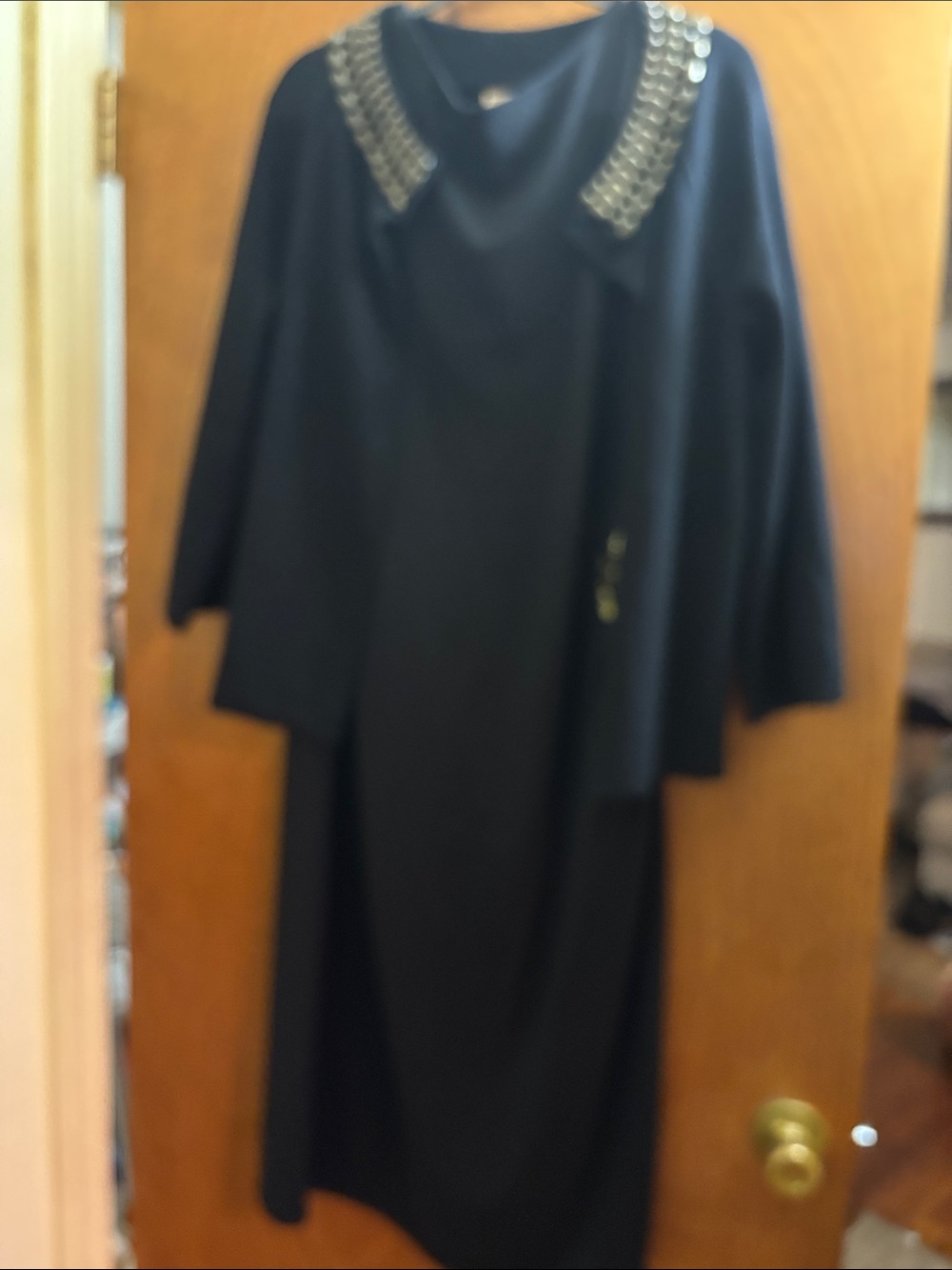 Jones New York Black Long Sleeve Dress with Embellished Collar